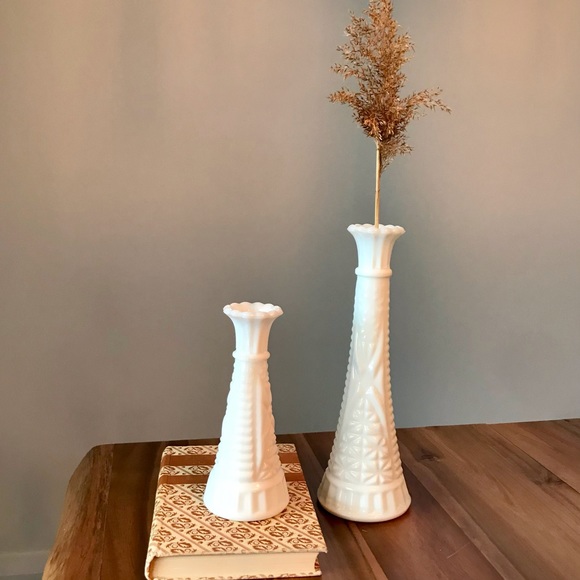Other - 2pc Vintage Milk Glass Vase